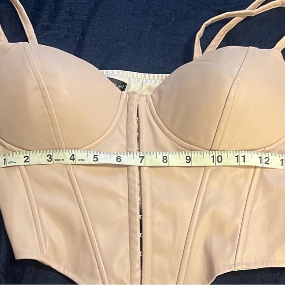 Say What? Faux Leather Blush Pink Bustier Crop Top Corset Size XL - Picture 3 of 7